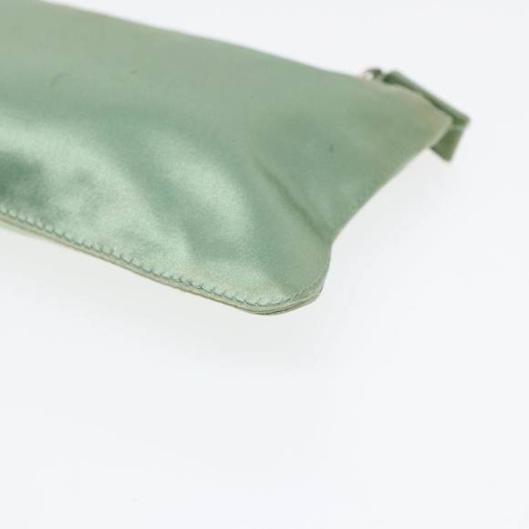 PRADA Pouch Satin Green Silver Auth 86519 - Picture 10 of 16